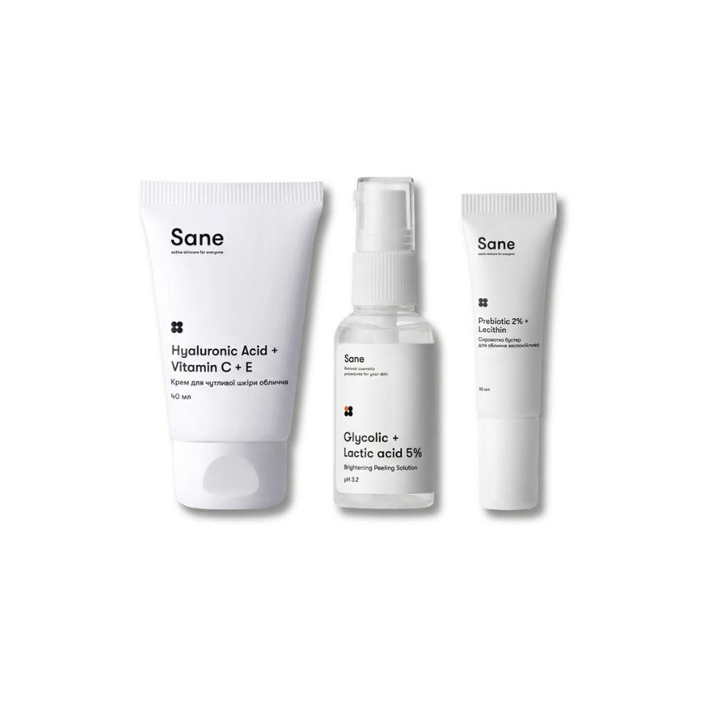 Набір з гліколевим пілінгом для рівного тону шкіри Sane