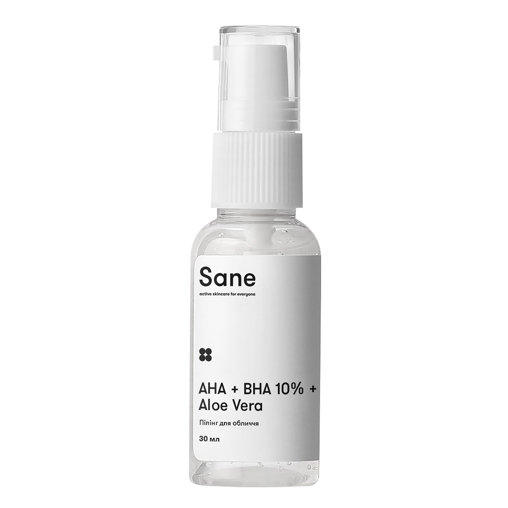 Пілінг для обличчя Sane з екстрактом алое + AHA + BHA 10%