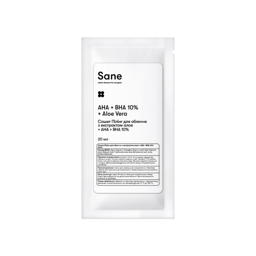 Рефил Пилинг для лица с экстрактом алоэ + AHA + BHA 10% Sane